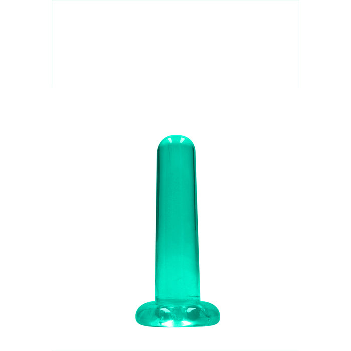 RealRock Crystal Clear Non-Realistic 5 in. Straight Dildo With Suction Cup Turquoise