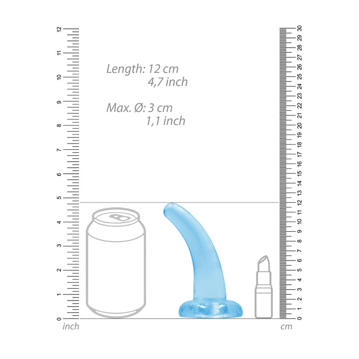 RealRock Crystal Clear Non-Realistic 5 in. Curved Dildo With Suction Cup Blue