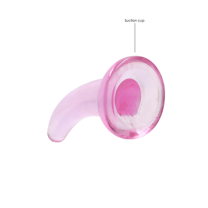 RealRock Crystal Clear Non-Realistic 5 in. Curved Dildo With Suction Cup Pink