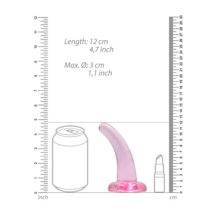 RealRock Crystal Clear Non-Realistic 5 in. Curved Dildo With Suction Cup Pink