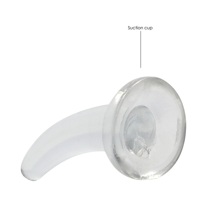 RealRock Crystal Clear Non-Realistic 5 in. Curved Dildo With Suction Cup Clear