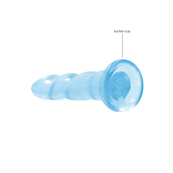 RealRock Crystal Clear Non-Realistic 7 in. Twisted Dildo With Suction Cup Blue