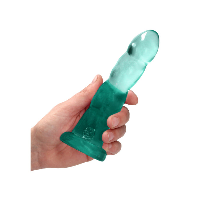 RealRock Crystal Clear Non-Realistic 7 in. Twisted Dildo With Suction Cup Turquoise
