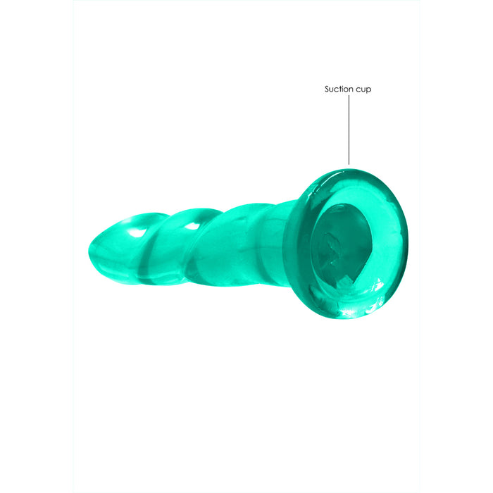 RealRock Crystal Clear Non-Realistic 7 in. Twisted Dildo With Suction Cup Turquoise