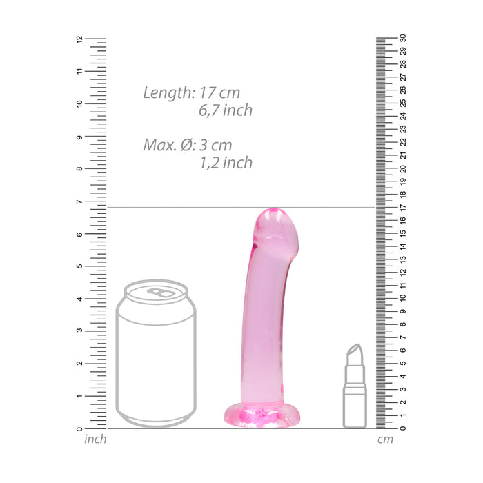 RealRock Crystal Clear Non-Realistic 7 in. Dildo With Suction Cup Pink