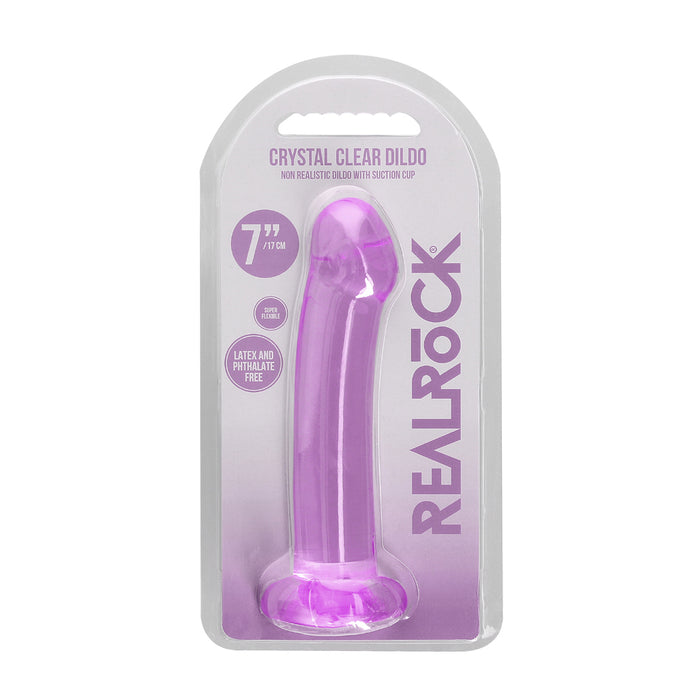 RealRock Crystal Clear Non-Realistic 7 in. Dildo With Suction Cup Purple