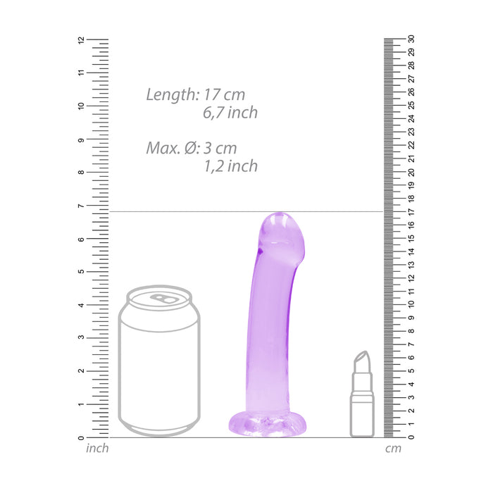 RealRock Crystal Clear Non-Realistic 7 in. Dildo With Suction Cup Purple