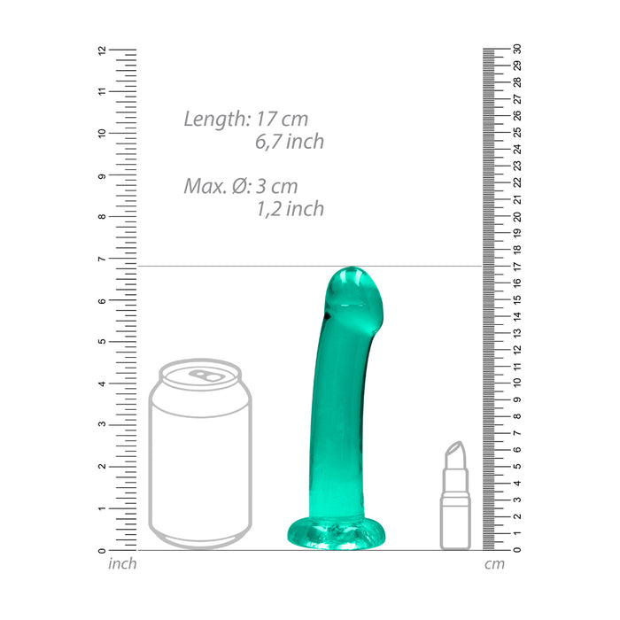 RealRock Crystal Clear Non-Realistic 7 in. Dildo With Suction Cup Turquoise