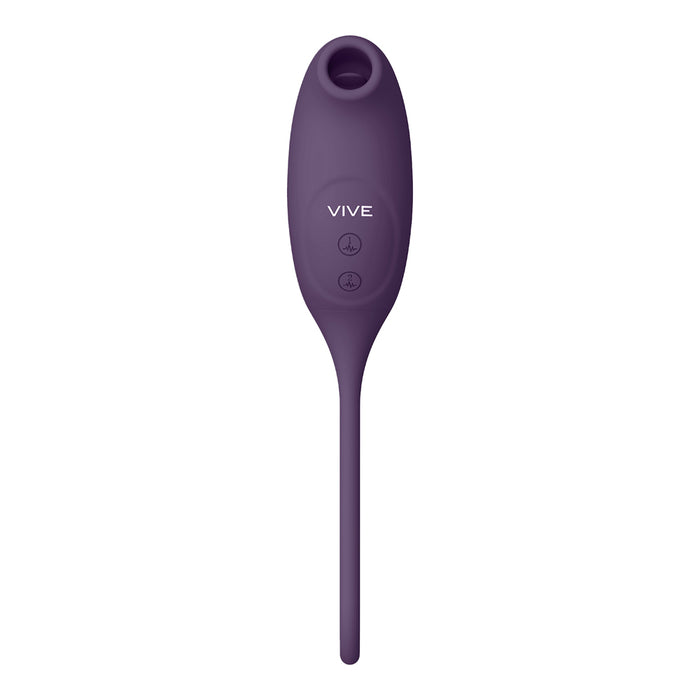 VIVE QUINO Rechargeable Air Wave & Vibrating Silicone Egg Vibrator Purple