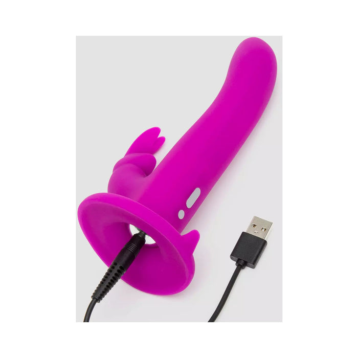 Happy Rabbit Rechargeable Silicone Vibrating Strap-On Harness Set Purple
