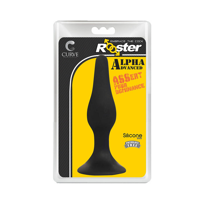 Curve Toys Rooster Alpha Advanced Silicone Anal Plug with Suction Cup Black