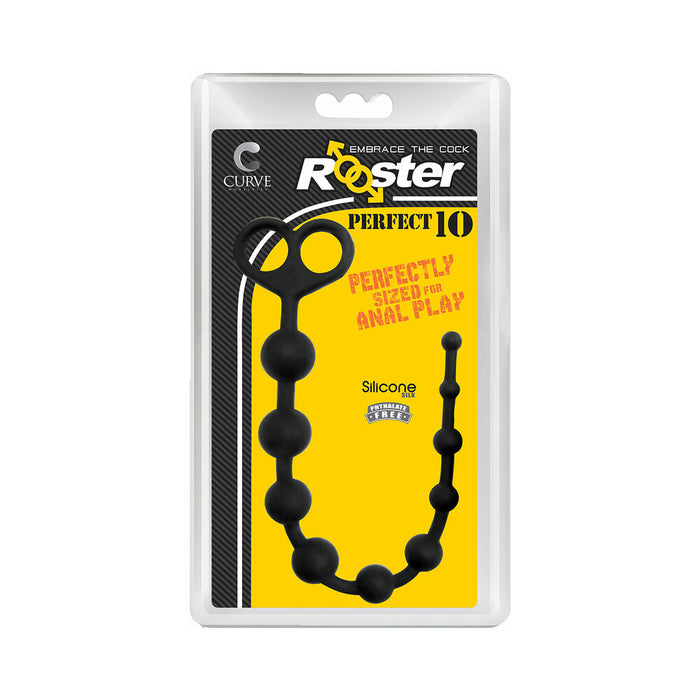 Curve Toys Rooster Perfect 10 Silicone Anal Beads Black