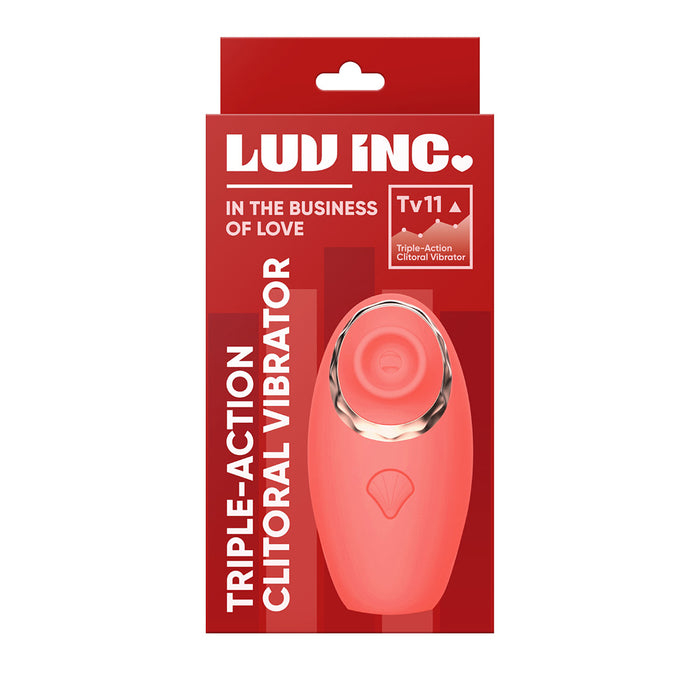 Luv Inc Tv11 Triple-Action Clitoral Vibrator Rechargeable Silicone 3-in-1 Stimulator Coral