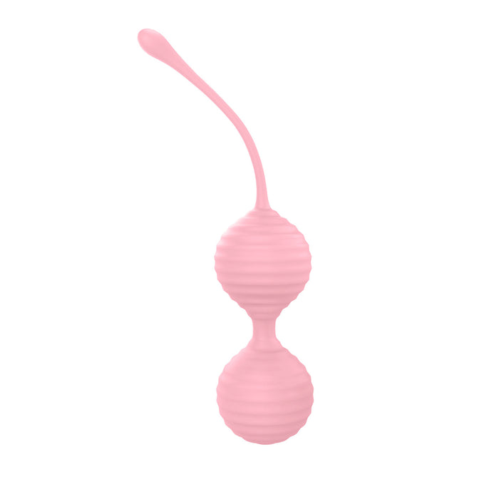 Luv Inc Kg88 Kegel Balls Ribbed Silicone 2-Piece Set Light Pink