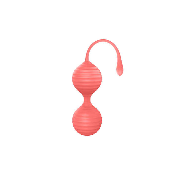 Luv Inc Kg88 Kegel Balls Ribbed Silicone 2-Piece Set Coral