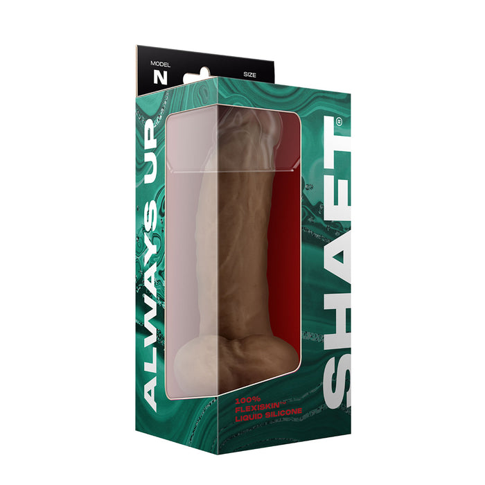 Shaft Model N: 7.5 in. Dual Density Silicone Dildo with Balls Oak