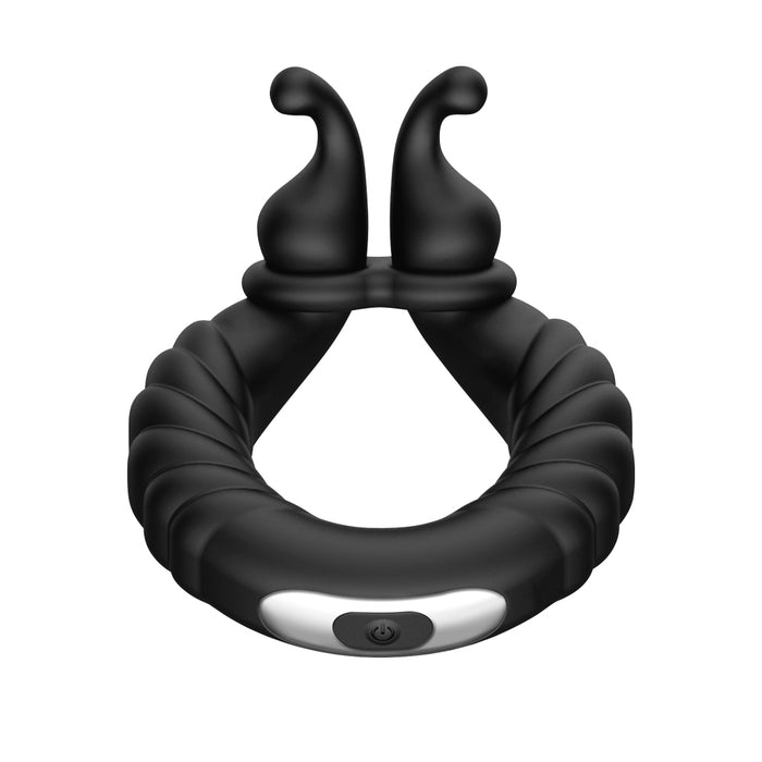 Forto F-24 Rechargeable Silicone Textured Vibrating Cockring Black