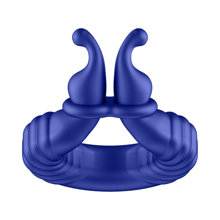 Forto F-24 Rechargeable Silicone Textured Vibrating Cockring Blue