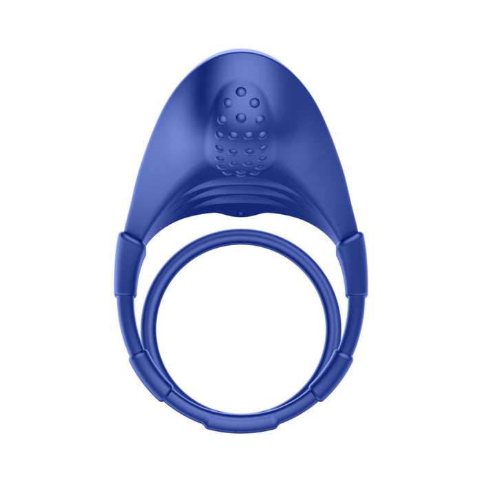 Forto F-48 Rechargeable Silicone Perineum Vibrating Double Cockring Blue