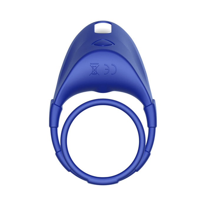 Forto F-48 Rechargeable Silicone Perineum Vibrating Double Cockring Blue