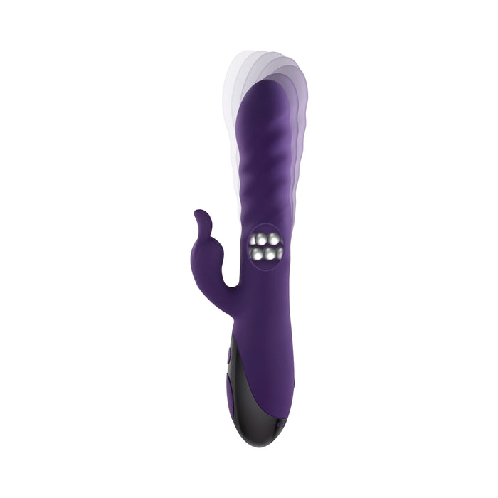 Evolved Rascally Rabbit Rechargeable Thrusting Swirling Silicone Vibrator Purple