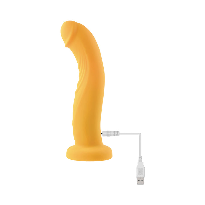 Gender X Sweet Embrace Vibrating 7 in. Dildo and Jock-Style Strap-On Harness Set Yellow/Black