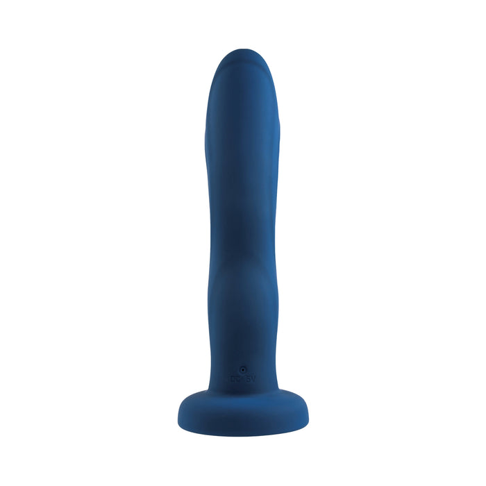 Gender X Snuggle Up Vibrating 7 in. Dildo and Lingerie-Style Strap-On Harness Set Blue/Black
