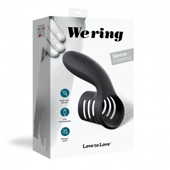 Love to Love We Ring Rechargable Silicone Vibrating Sleeve Cockring Black Onyx