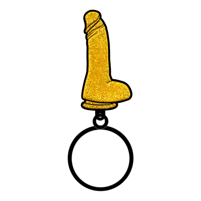 Sex Toy Keychain Gold Glitter Dildo