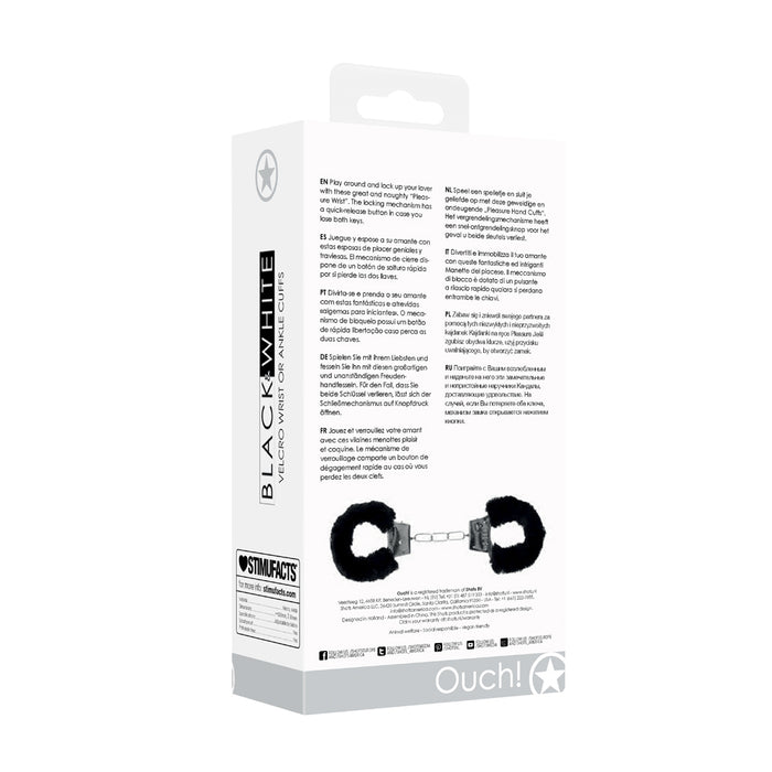 Ouch! Black & White Adjustable Velcro Wrist or Ankle Cuffs Black