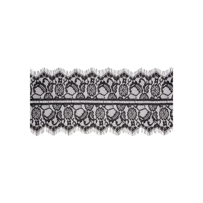 Ouch! Black & White Lace Mask With Elastic Straps Blindfold Black
