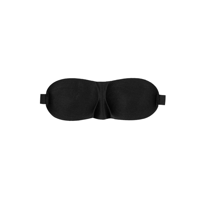 Ouch! Black & White Satin Curvy Eye Mask With Elastic Straps Blindfold Black