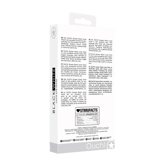 Ouch! Black & White Queen Lace Eye Mask Black