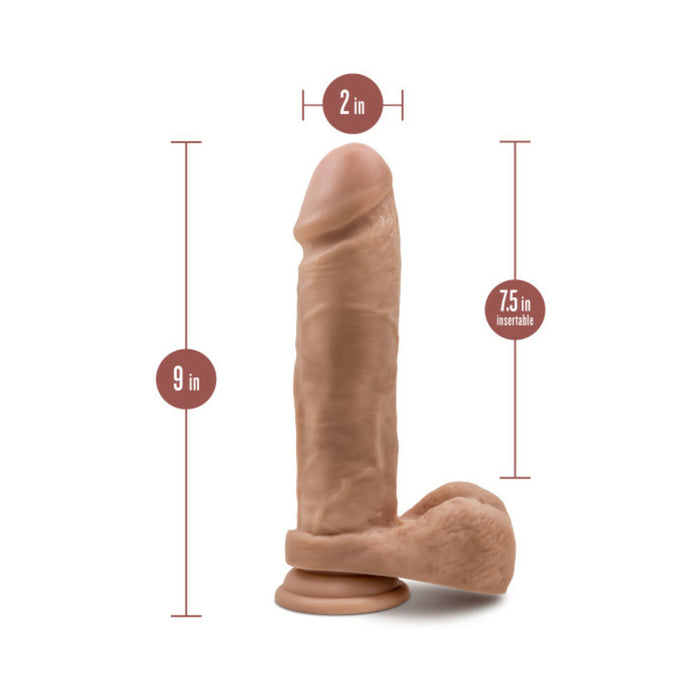 Blush Dr. Skin Silicone Dr. Julian Realistic 9 in. Posable Dildo with Balls & Suction Cup Tan