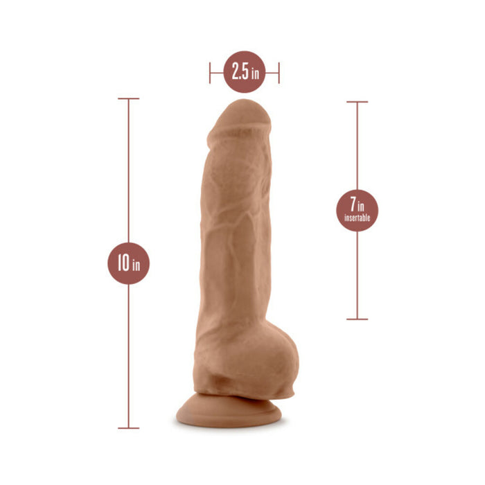 Au Naturel Big Boy 10 in. Posable Dual Density Dildo with Balls Tan
