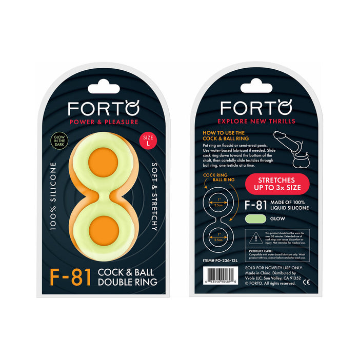 Forto F-81 Liquid Silicone Cock & Ball Double Ring Large Glow