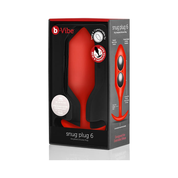 b-Vibe Snug Plug 6 Weighted Silicone Anal Plug Red