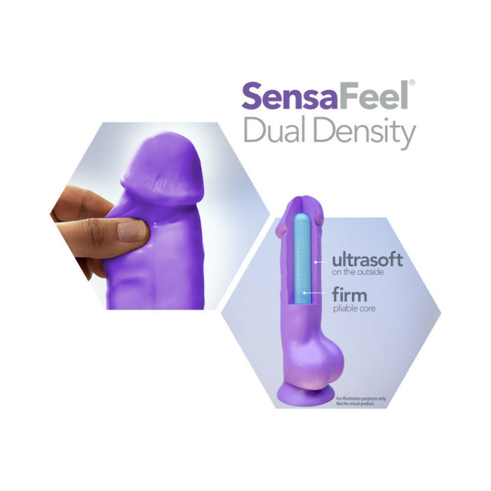 Blush Au Naturel Bold Daddy 14 in. Posable Dual Density Dildo with Balls & Suction Cup Purple