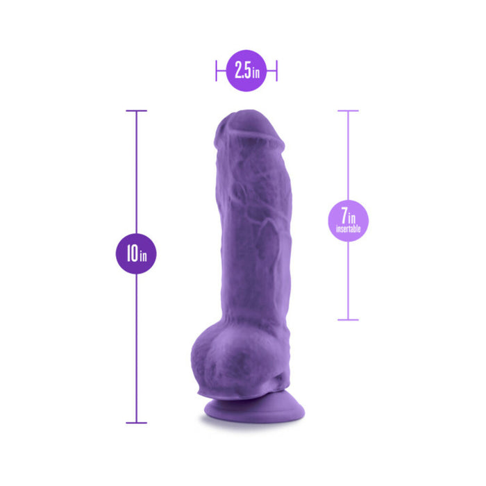 Blush Au Naturel Bold Big Boy 10 in. Posable Dual Density Dildo with Balls & Suction Cup Purple