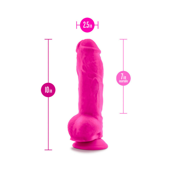 Blush Au Naturel Bold Big Boy 10 in. Posable Dual Density Dildo with Balls & Suction Cup Pink