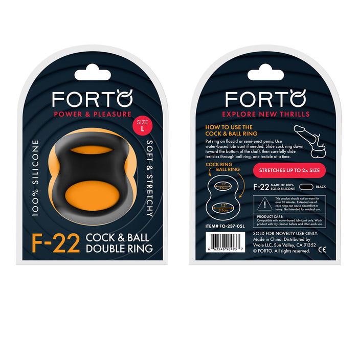 Forto F-22 Liquid Silicone Cock & Ball D-Ring Large Black