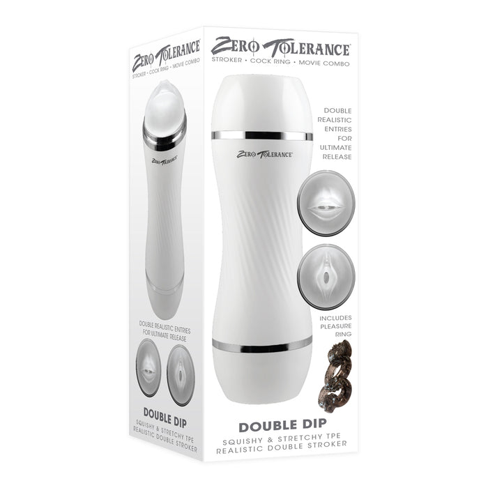 Zero Tolerance Double Dip Dual-Ended Realistic Stroker with Movie Download White