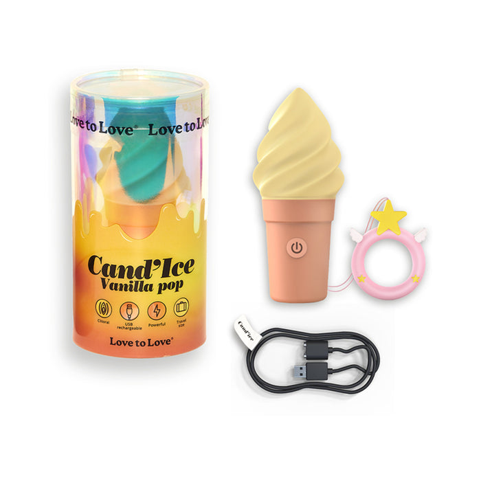 Love to Love Cand'Ice Vanilla Pop Rechargeable Silicone Ice Cream Vibrator Vanilla