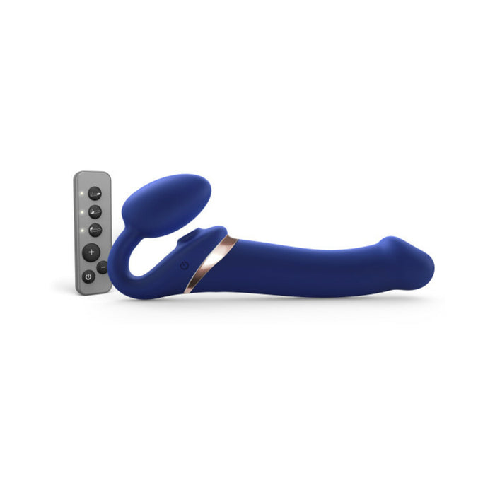 Strap-On-Me Rechargeable Remote-Controlled Multi Orgasm Bendable Strap-On Night Blue L