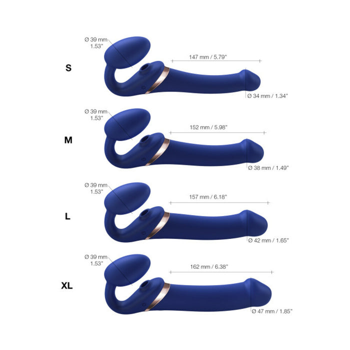 Strap-On-Me Rechargeable Remote-Controlled Multi Orgasm Bendable Strapless Strap-On Night Blue Small