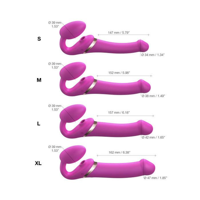 Strap-On-Me Rechargeable Remote-Controlled Multi Orgasm Bendable Strap-On Fuchsia XL