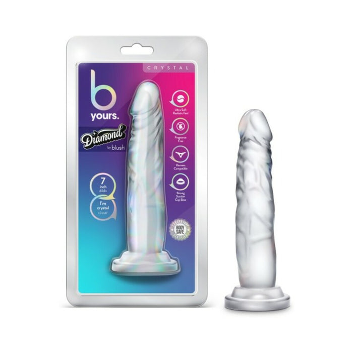 Blush B Yours Diamond Crystal 7 in. Dildo with Suction Cup Clear