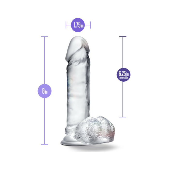 Blush B Yours Diamond Glimmer 8 in. Dildo with Balls & Suction Cup Clear