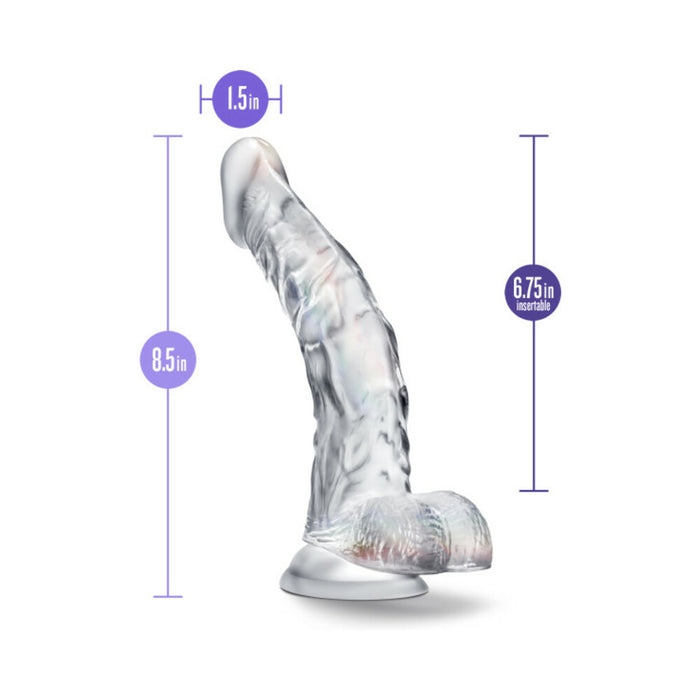 Blush B Yours Diamond Luster 8 in. Dildo with Balls & Suction Cup Clear