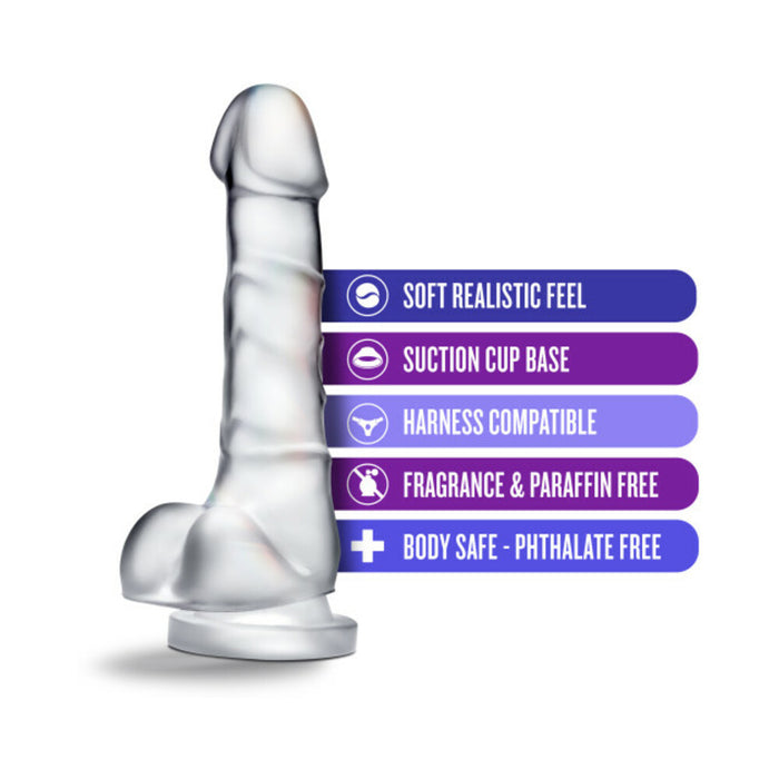 Blush B Yours Diamond Quartz 7 in. Dildo with Balls & Suction Cup Clear